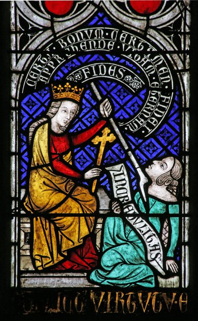 Window Depicting Psychomachia: Faith and Idolatry by French School